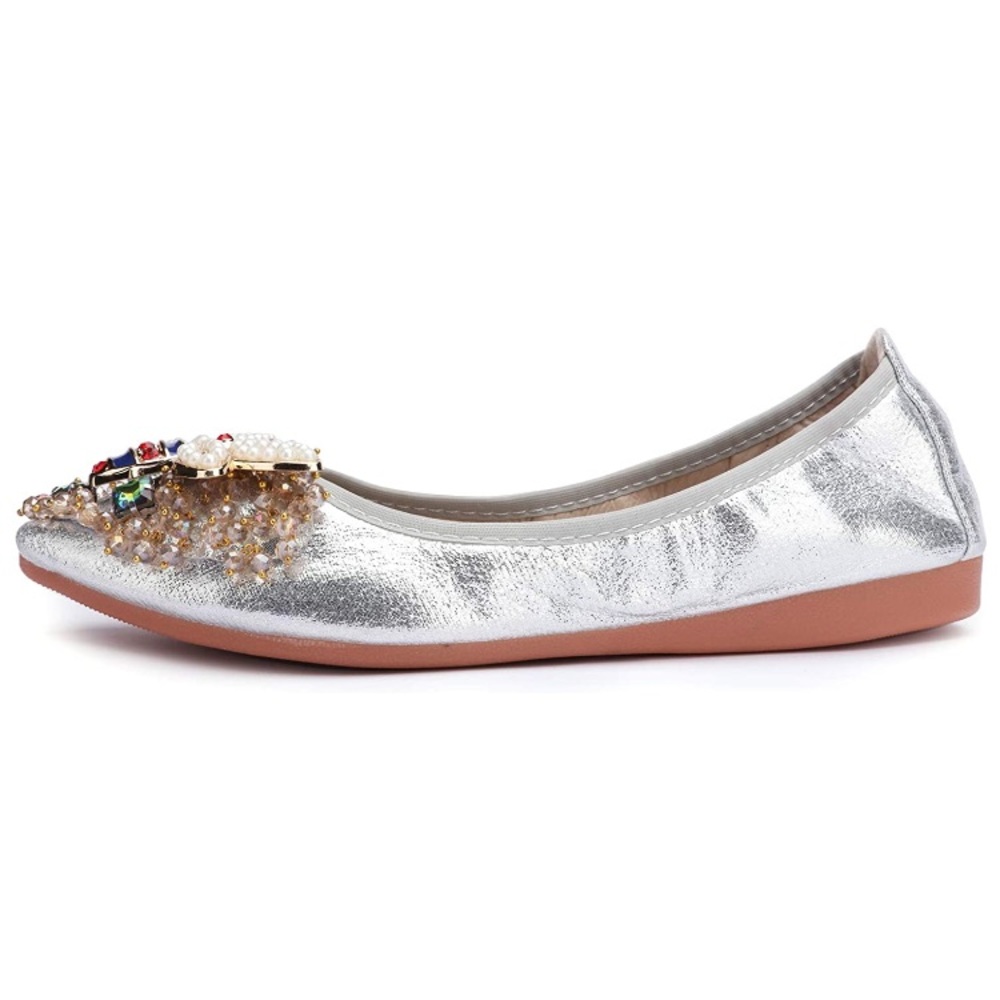 Foldable Rhinestone Flats Ballet Bling Shoes - Picture 5 of 7